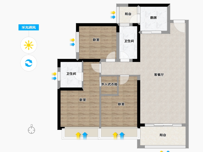 广东省-广州市-电建地产·洺悦华府-97.64-户型库-采光通风