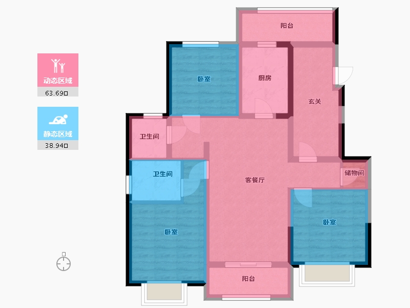 宁夏回族自治区-银川市-万科城市之光-90.00-户型库-动静分区