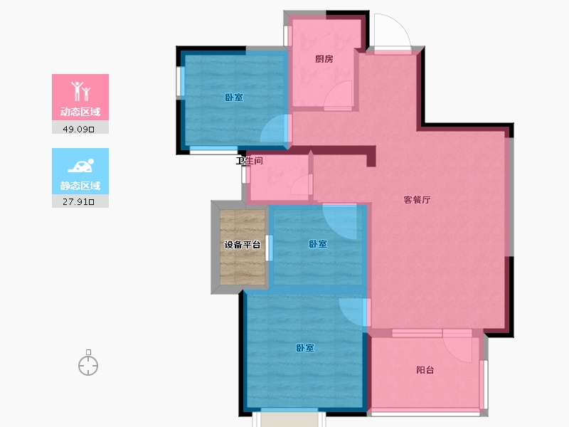 湖南省-长沙市-美的翰城-70.50-户型库-动静分区