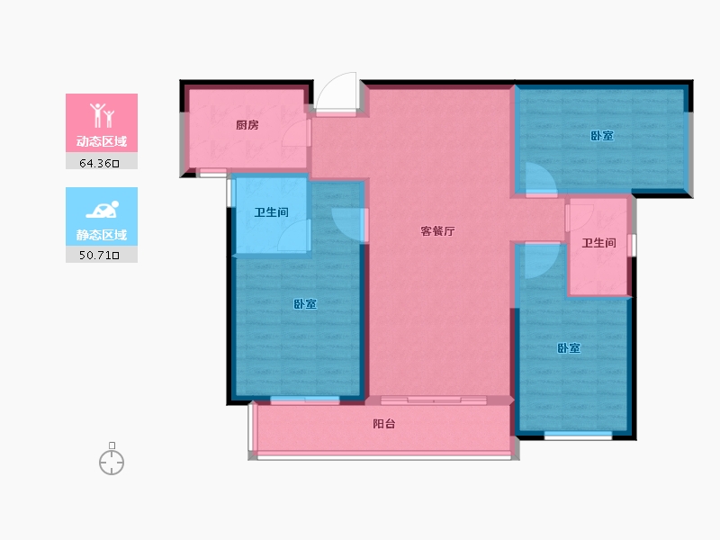 湖南省-长沙市-梅溪湖玺悦-103.71-户型库-动静分区