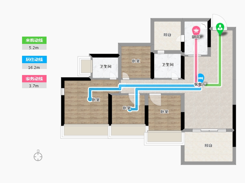 广东省-深圳市-龙光玖龙台住宅-82.00-户型库-动静线