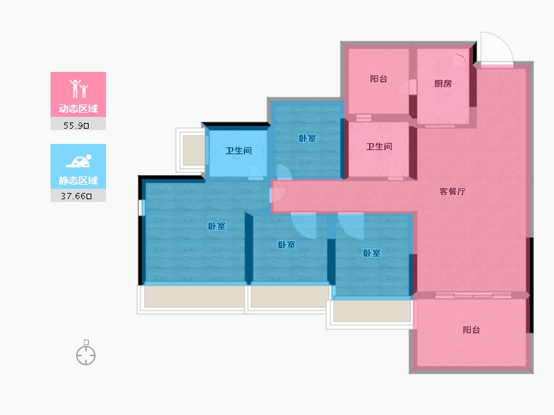 广东省-深圳市-龙光玖龙台住宅-82.00-户型库-动静分区