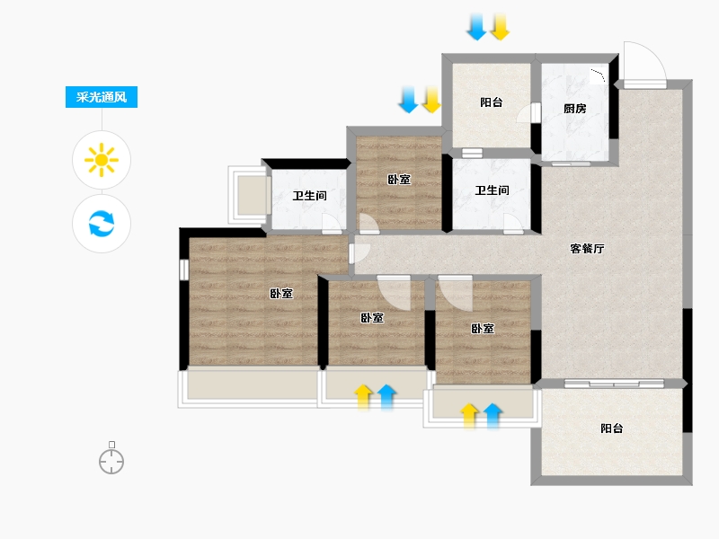 广东省-深圳市-龙光玖龙台住宅-82.00-户型库-采光通风