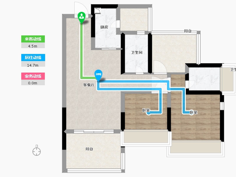 广东省-深圳市-龙光玖龙台住宅-71.00-户型库-动静线