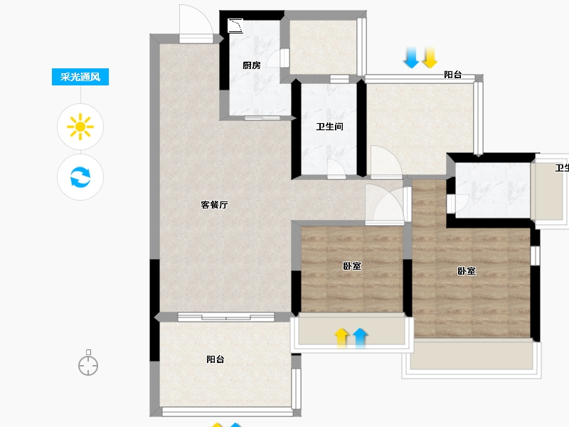 广东省-深圳市-龙光玖龙台住宅-71.00-户型库-采光通风