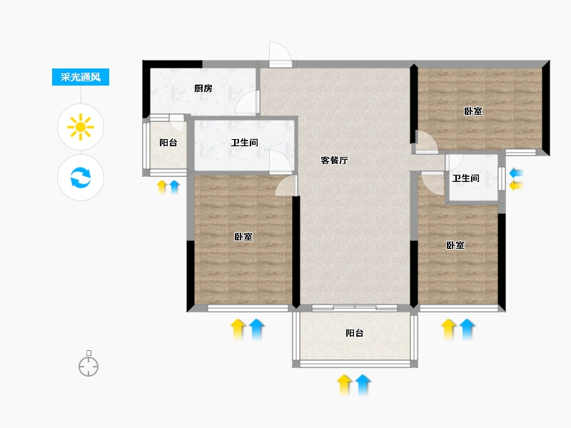 广东省-河源市-汇景外滩8号-95.05-户型库-采光通风