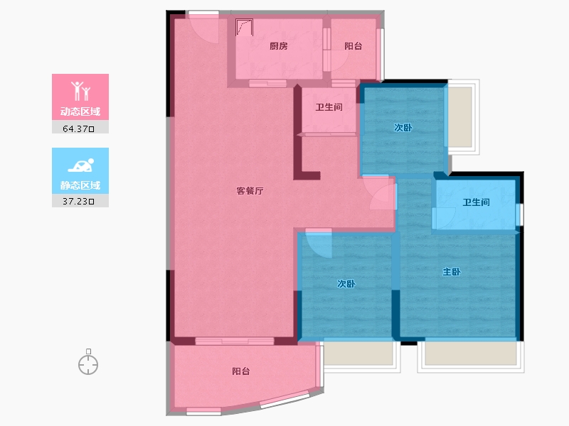 重庆-重庆市-腾龙居公园华府-89.99-户型库-动静分区