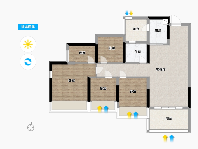 广东省-深圳市-龙光玖龙台住宅-81.99-户型库-采光通风