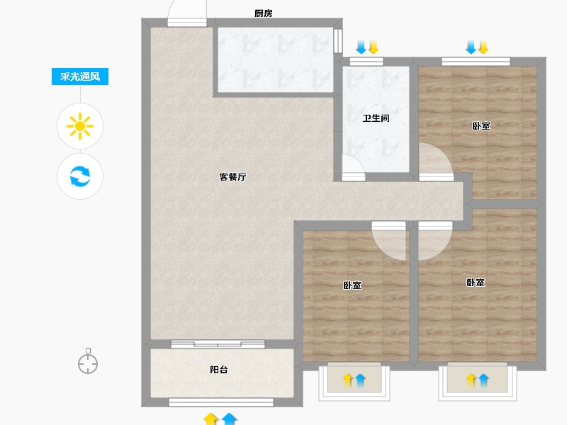 山东省-聊城市-金凤华府-94.38-户型库-采光通风