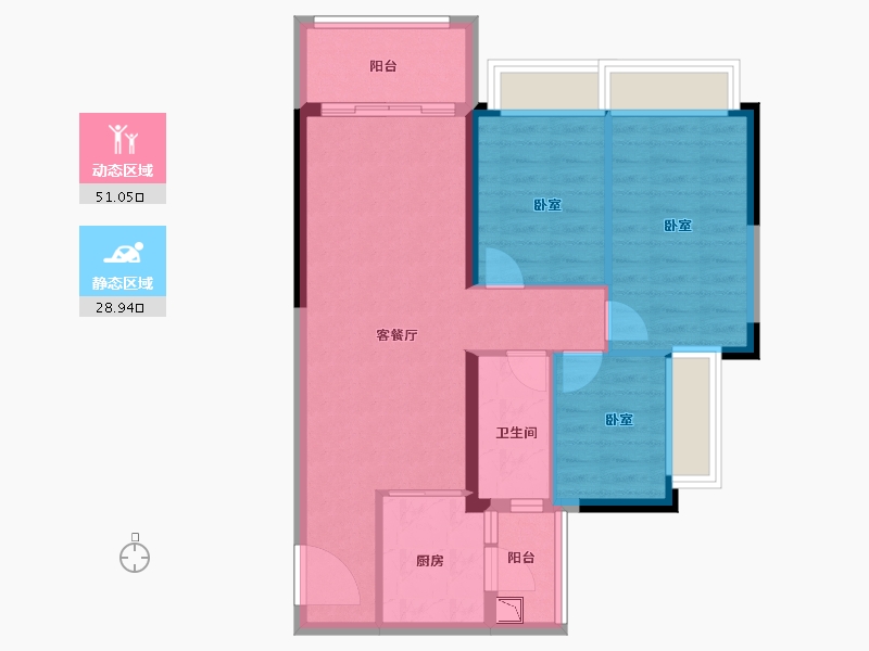 广东省-广州市-敏捷绿湖首府-70.99-户型库-动静分区