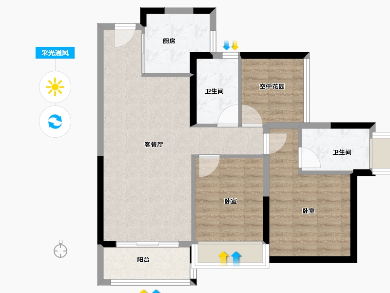 广东省-佛山市-金融街金悦郡-76.00-户型库-采光通风