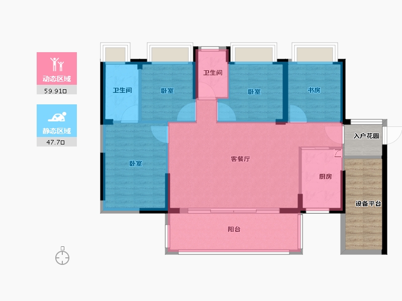 湖南省-衡阳市-银泰红城6~9期-109.82-户型库-动静分区