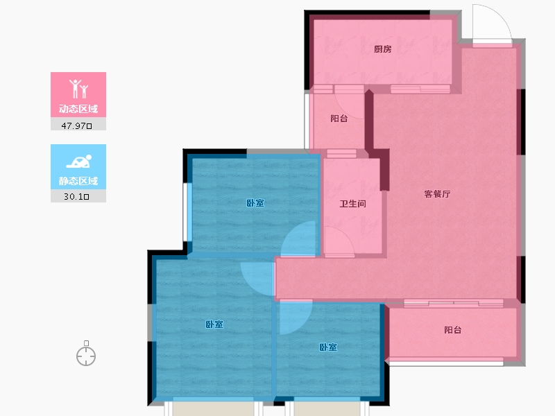 湖南省-怀化市-怀化恒大帝景-69.95-户型库-动静分区