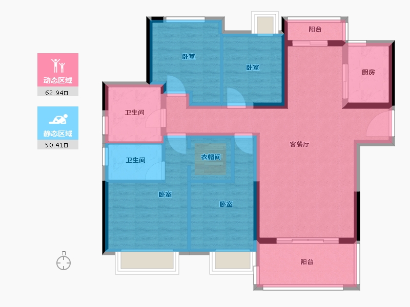 湖北省-孝感市-保丽公馆-100.78-户型库-动静分区