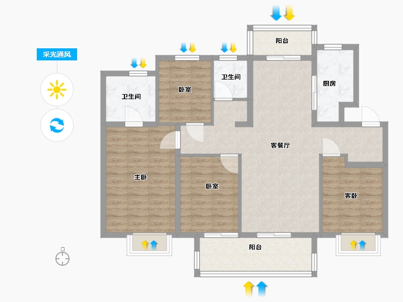 江苏省-苏州市-万科碧桂园-102.00-户型库-采光通风