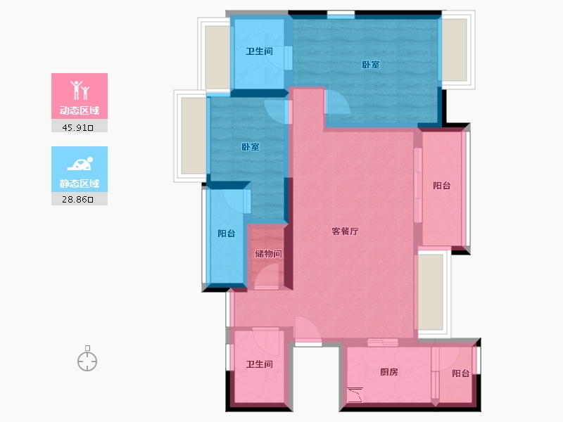 广东省-深圳市-公园花半里-64.43-户型库-动静分区