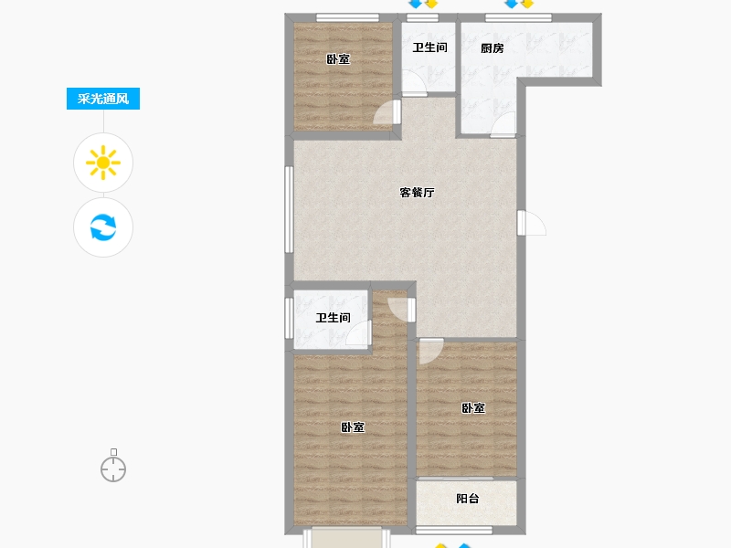 山东省-聊城市-金凤华府-94.73-户型库-采光通风