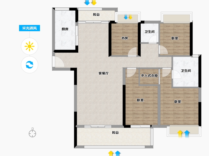 湖南省-怀化市-佳惠·怀熙府-128.74-户型库-采光通风