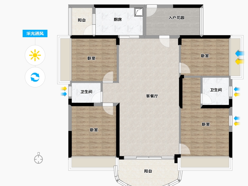 广东省-阳江市-凯旋华府-129.45-户型库-采光通风