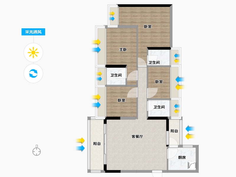 广东省-清远市-钜隆雅居蓝湾-103.01-户型库-采光通风