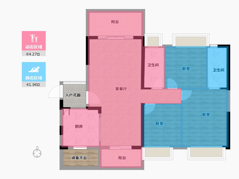 湖南省-衡阳市-银泰红城6~9期-102.99-户型库-动静分区