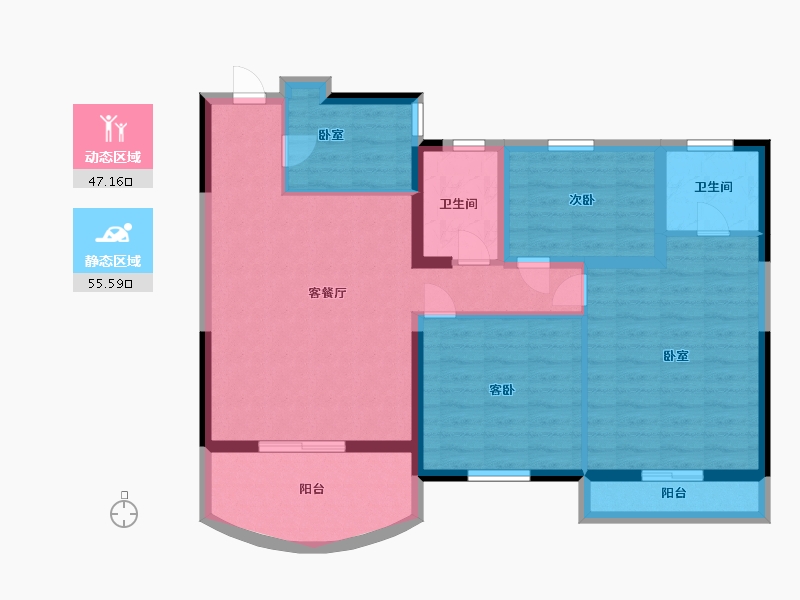 安徽省-六安市-红叶东城花园-92.00-户型库-动静分区