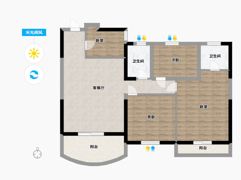 安徽省-六安市-红叶东城花园-92.00-户型库-采光通风