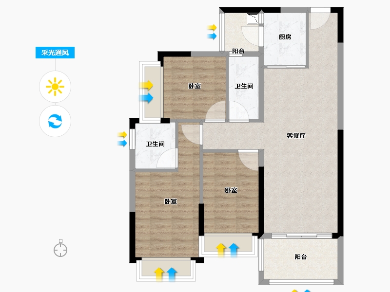 广东省-广州市-敏捷绿湖首府-86.01-户型库-采光通风