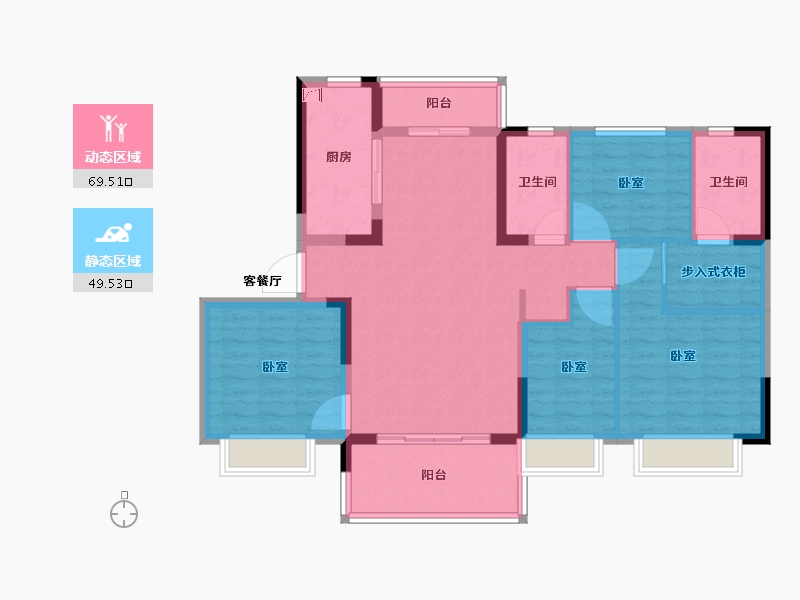 湖南省-怀化市-怀化恒大帝景-106.69-户型库-动静分区