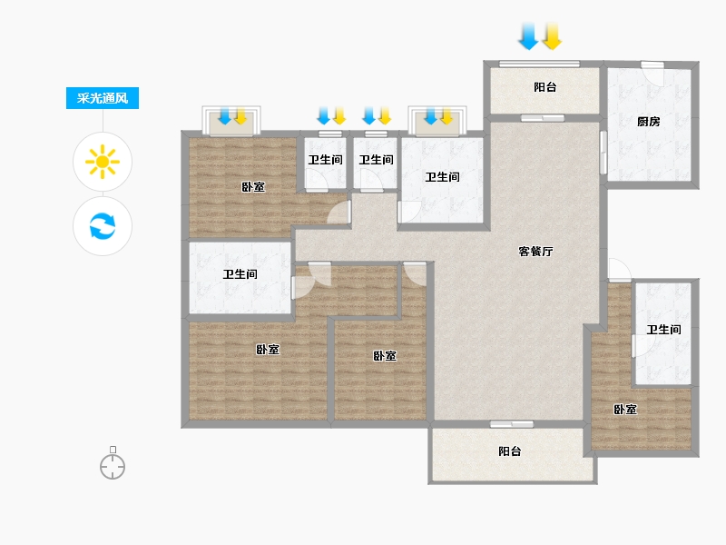 广东省-汕尾市-瑞城花园-176.34-户型库-采光通风