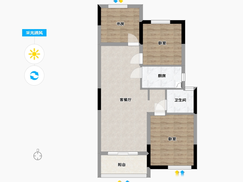 浙江省-嘉兴市-鸿翔·南辰名都-67.11-户型库-采光通风