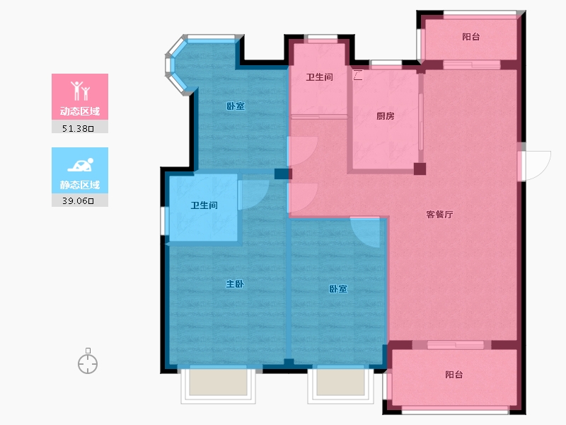 湖北省-武汉市-龙台二期桃源-81.46-户型库-动静分区