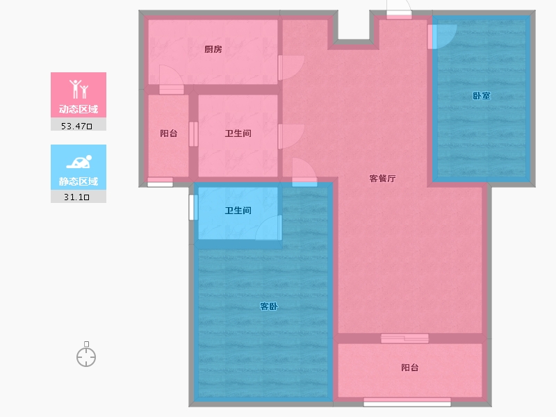 江苏省-苏州市-巴黎春天-73.99-户型库-动静分区