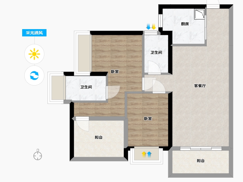 广东省-深圳市-特发天鹅湖畔-71.95-户型库-采光通风