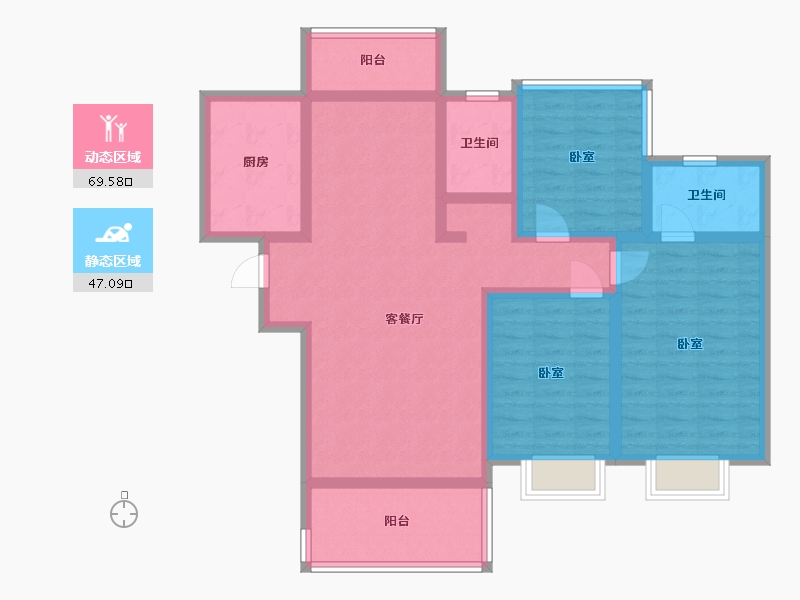 湖南省-岳阳市-滨水天玺-102.05-户型库-动静分区