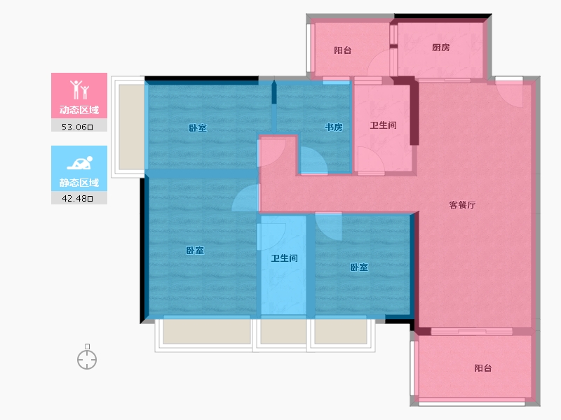 广东省-阳江市-粤沛森林湖-84.63-户型库-动静分区