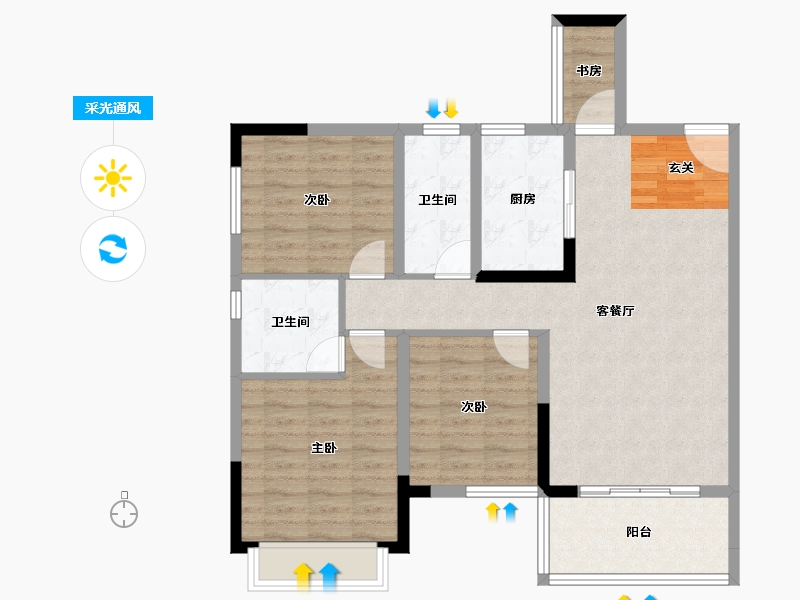 广东省-湛江市-海伦堡·御园-93.07-户型库-采光通风