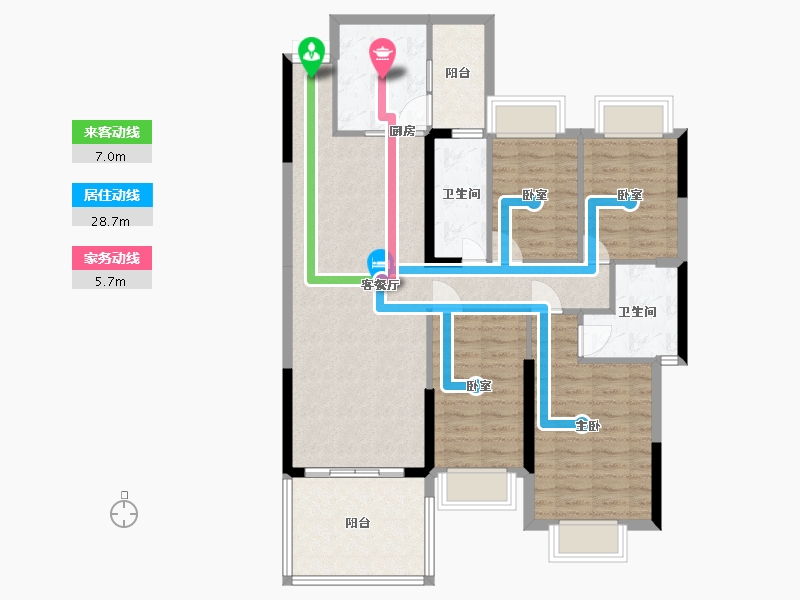 广东省-清远市-和富·湖畔公馆-105.46-户型库-动静线