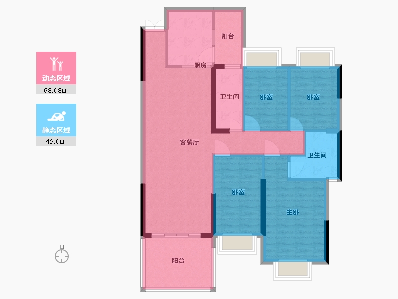 广东省-清远市-和富·湖畔公馆-105.46-户型库-动静分区