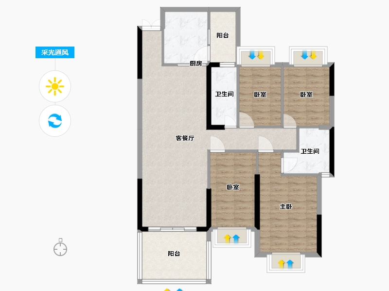 广东省-清远市-和富·湖畔公馆-105.46-户型库-采光通风