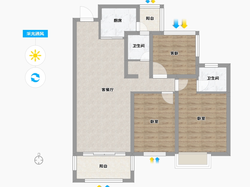 湖南省-怀化市-舞阳尚品星城-85.80-户型库-采光通风