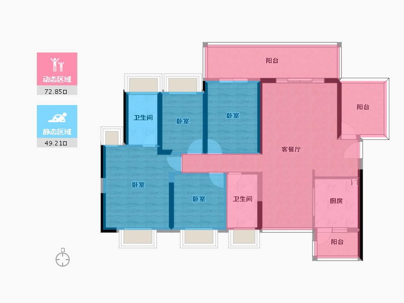 广东省-惠州市-碧桂园城央印象-108.63-户型库-动静分区