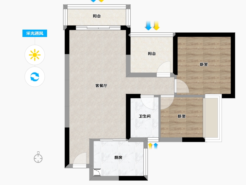 广东省-深圳市-香莎公馆-59.49-户型库-采光通风