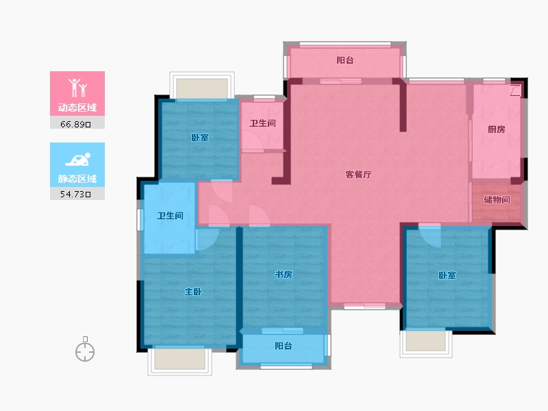 湖北省-武汉市-龙台二期桃源-108.55-户型库-动静分区