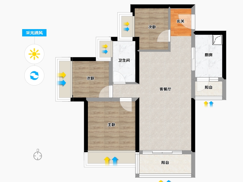 广东省-惠州市-星河荣域-63.72-户型库-采光通风