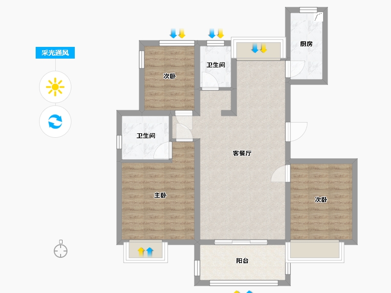 江苏省-南京市-创维乐活城-82.00-户型库-采光通风