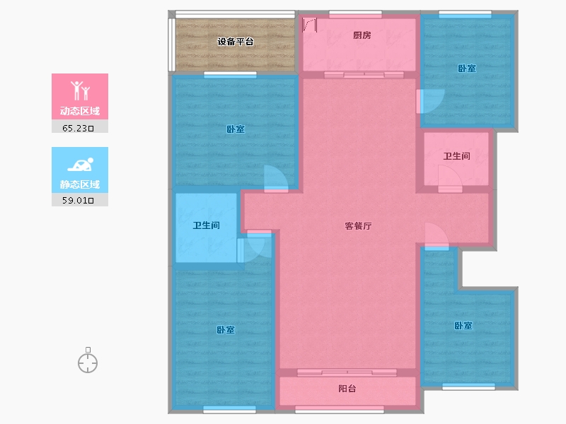 宁夏回族自治区-银川市-吉泰璞樾台-117.01-户型库-动静分区