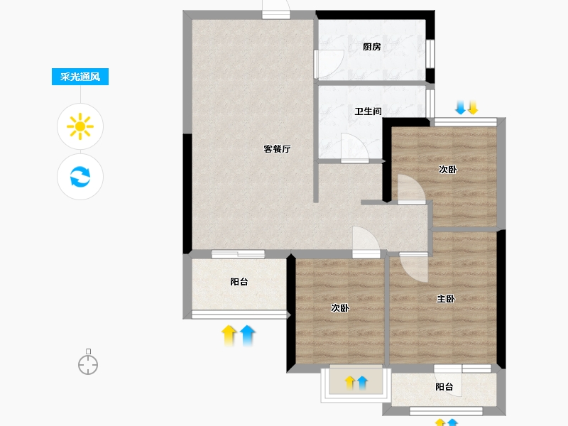 湖北省-武汉市-中建东湖锦城-71.73-户型库-采光通风