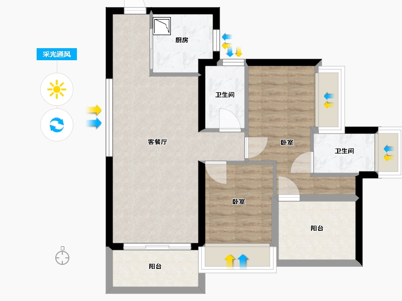 广东省-深圳市-特发天鹅湖畔-65.70-户型库-采光通风