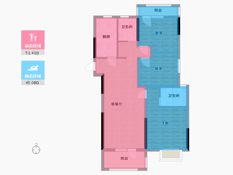 湖北省-武汉市-中建东湖锦城-85.63-户型库-动静分区